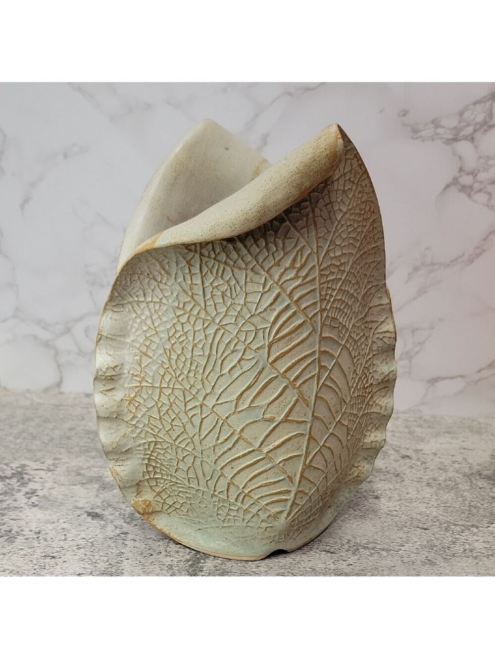 Textured Leaf Patterned Ceramic Vase